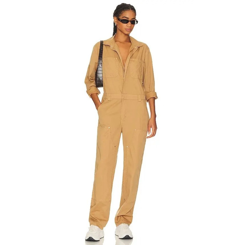 Pistola Abigail Long Sleeve Carpenter Jumpsuit Tan Utility Large L Casual